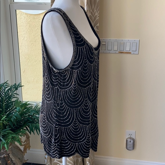 Beaded silver and black top - Picture 3 of 7